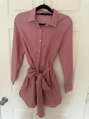 Forever 21 Red and White Striped Shirt Dress